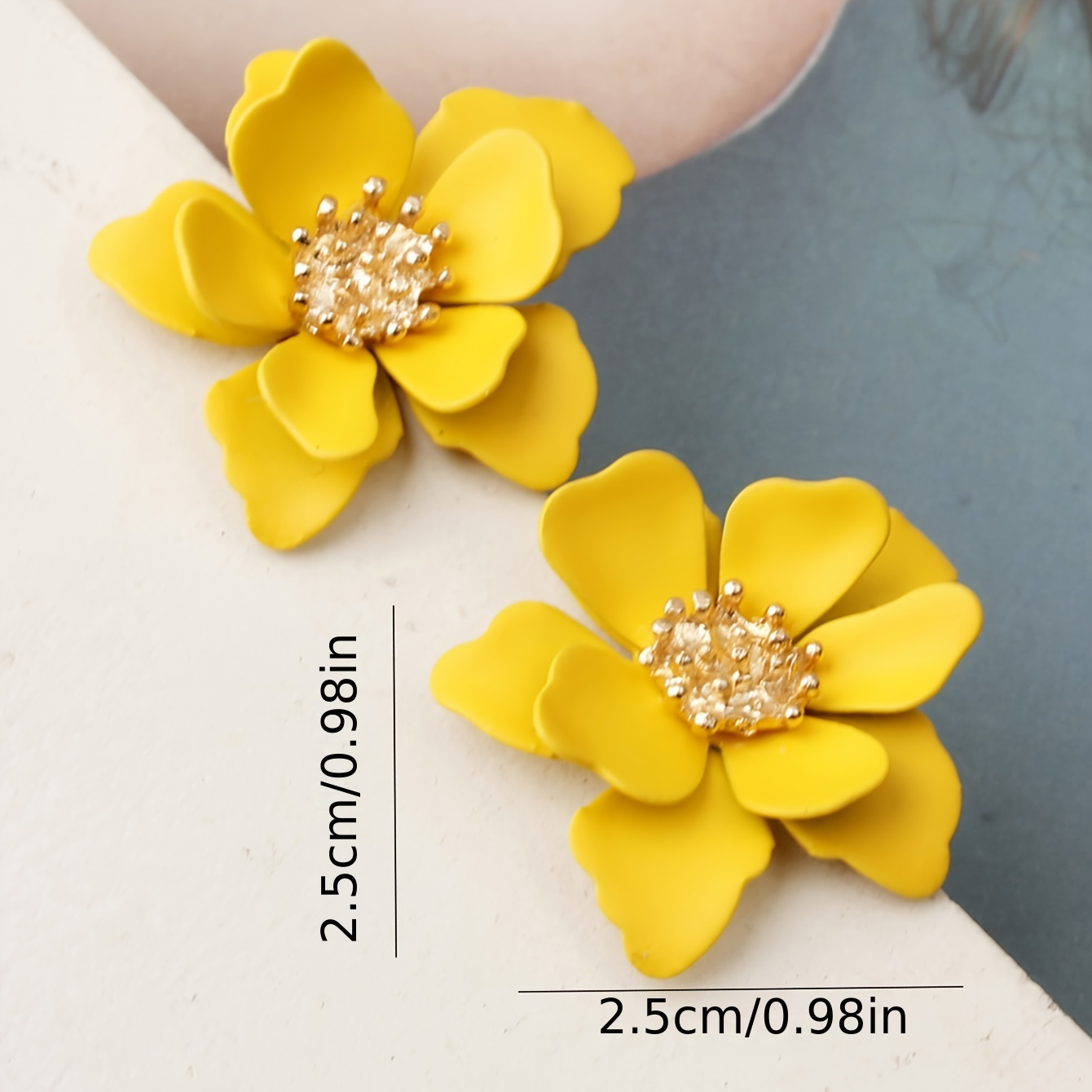 Matte Painted Flower Earrings Sweet Natural Style Ethnic Studs